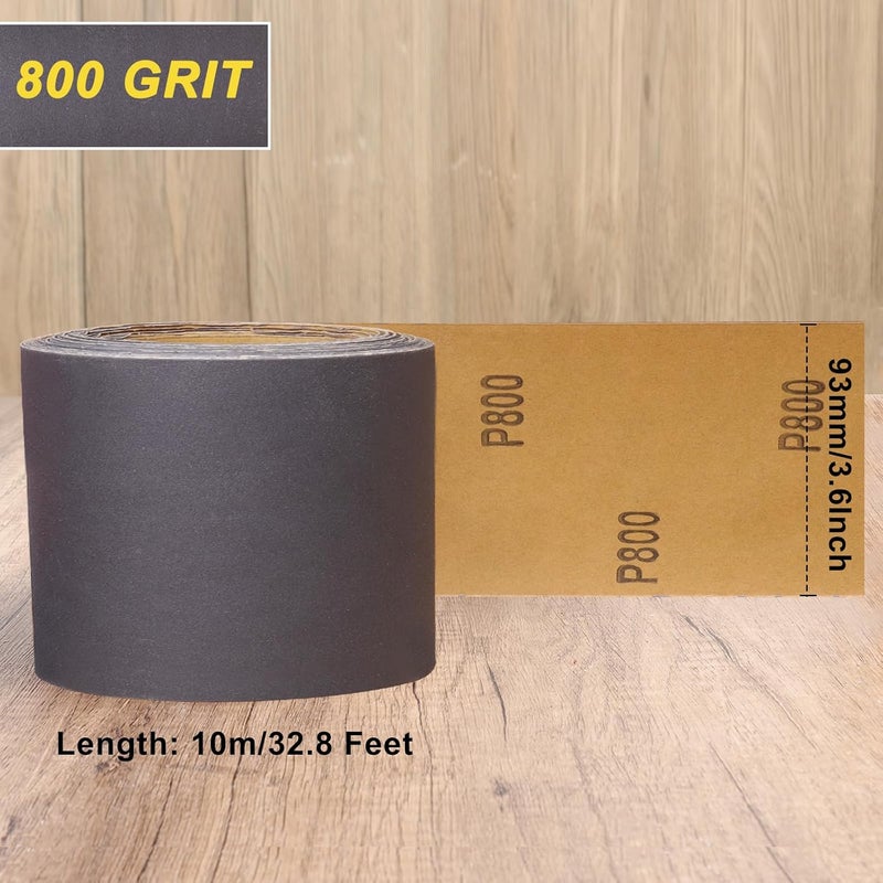 Shineboc 800 Grit Sandpaper Roll, 3-2/3" Wide 11 Yard Wet Dry Silicon Carbide Longboard Sand Paper for Automotive Metal Wood Sanding＆Polishing - Image 2